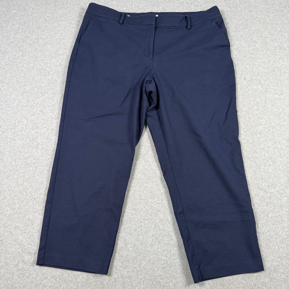 Loft Riviera Slim Curvy Navy Blue Dress Pants Size 18 Cotton Blend Trousers